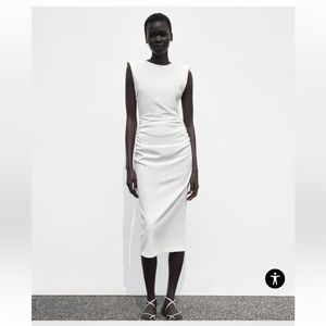 ZARA SHOULDER PAD MIDI DRESS
WHITE 0/7901/455/250/02